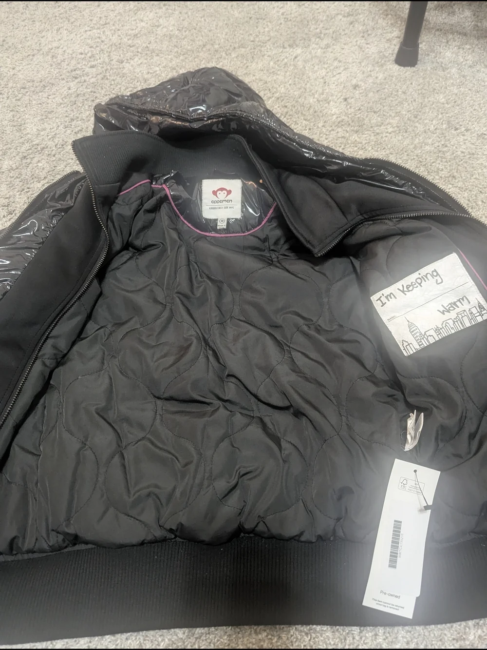 Appaman Black Shiny Puffer Jacket with Hood